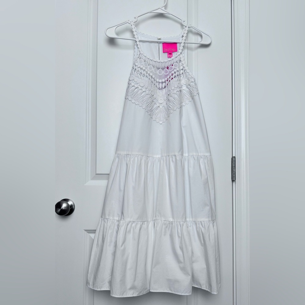 NWT Lilly Pulitzer Britt Cotton Halter Dress Size 16 in Resort White
